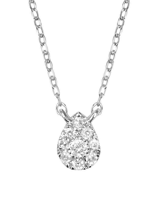 Womens Magic Touch 18K White Gold & Diamond Pear Pendant Necklace Product Image