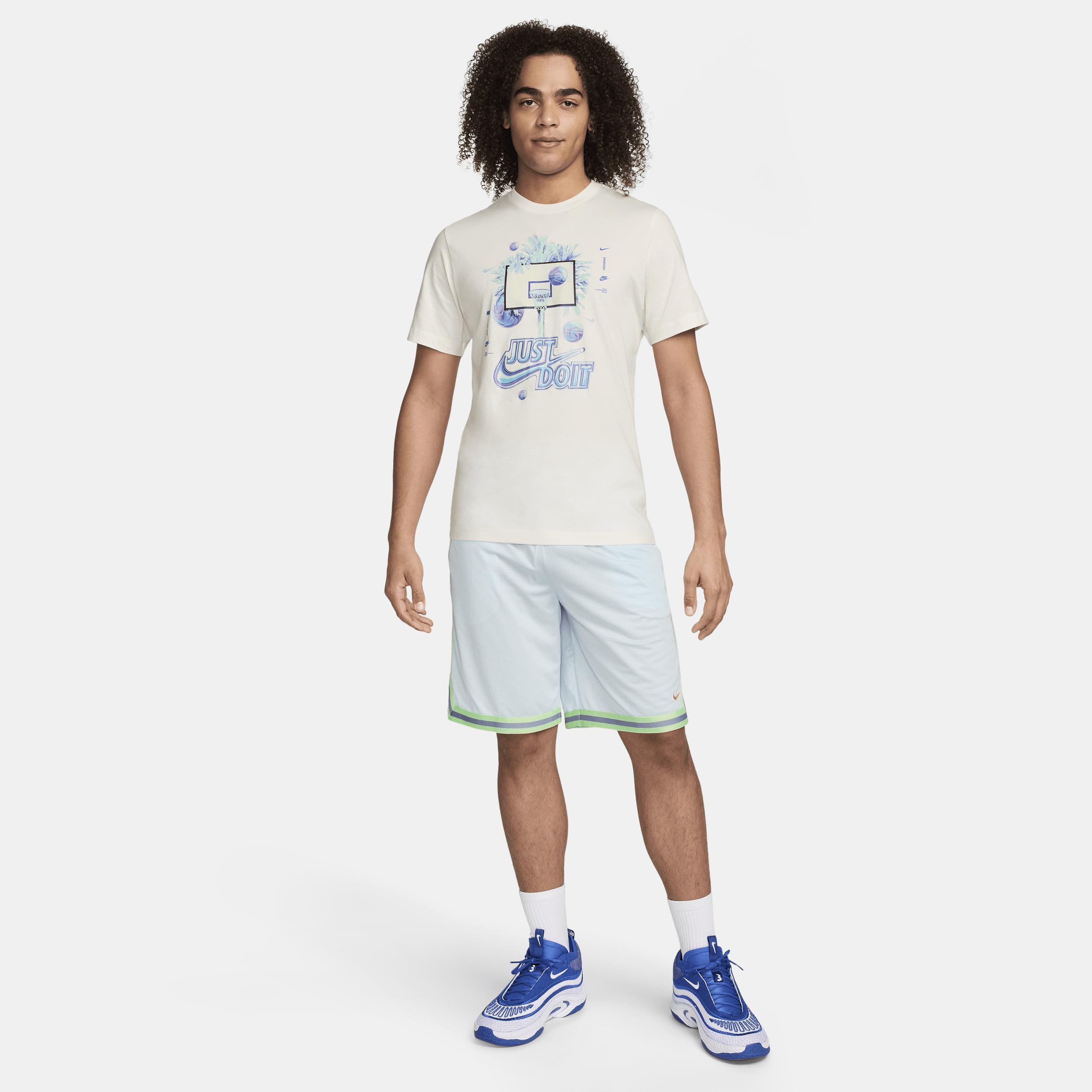 Mens Nike Iridescent Holo Chromed Print Basketball Swoosh Graphic Tee Blue Product Image