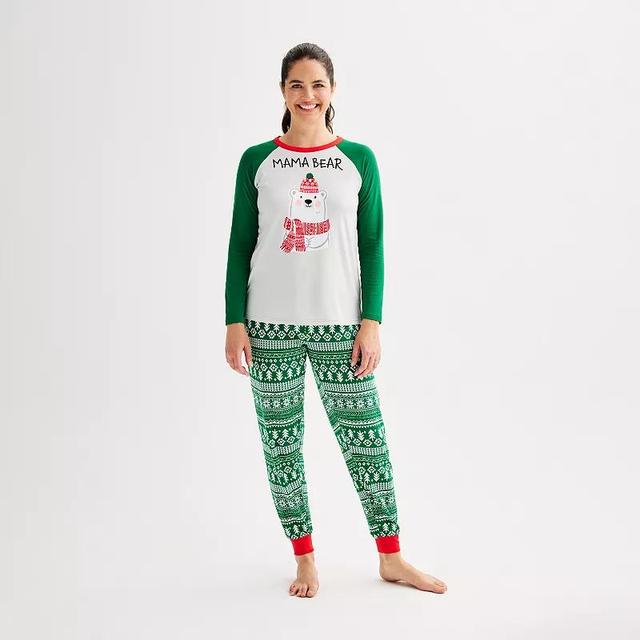 Womens Jammies For Your Families Bear Pajama Top & Jogger Pajama Bottoms Set Product Image