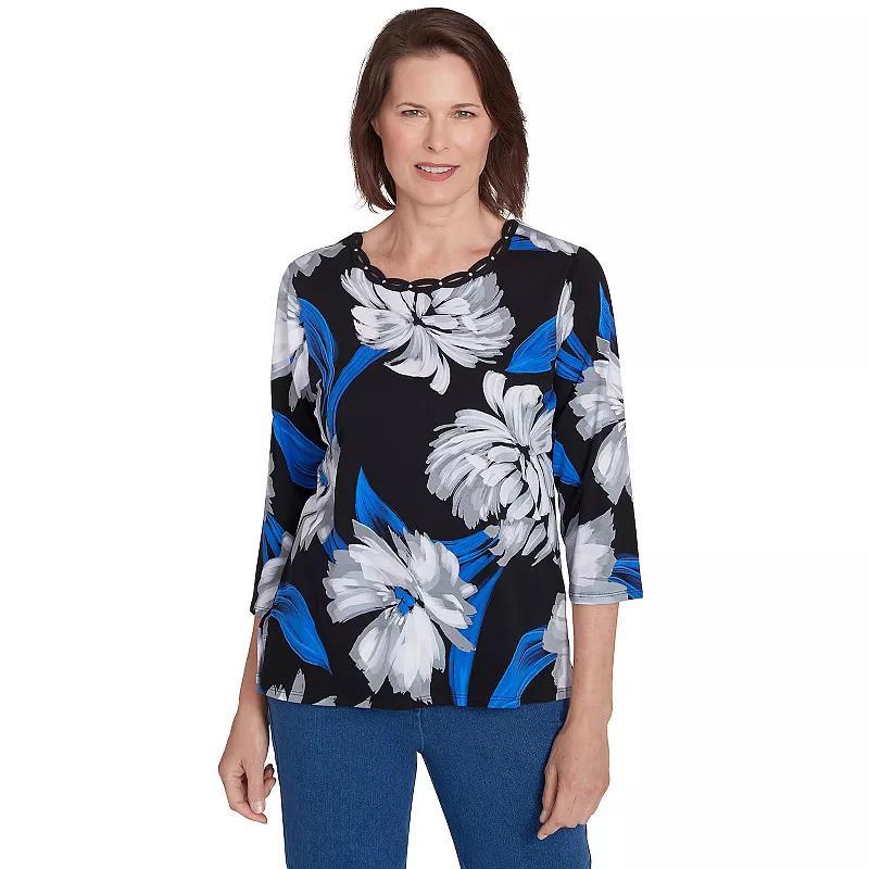 Petite Alfred Dunner Brushstroke Print Tee, Womens Product Image