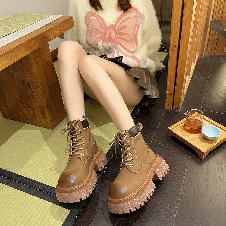 Platform Lace Up Short Boots product image