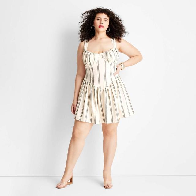 Womens Corset Mini Dress - Future Collective with Jenee Naylor Cream Striped 22 Product Image