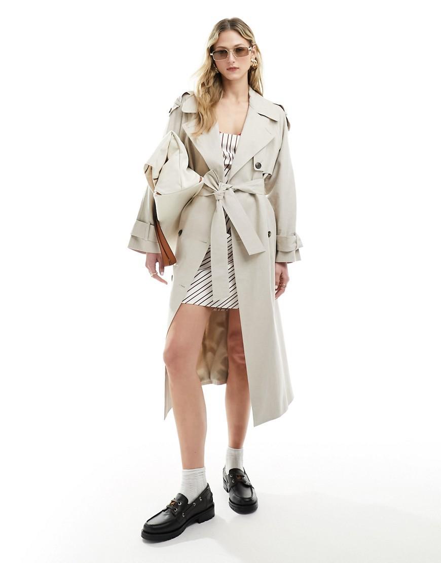 ASOS DESIGN linen mix trench coat Product Image