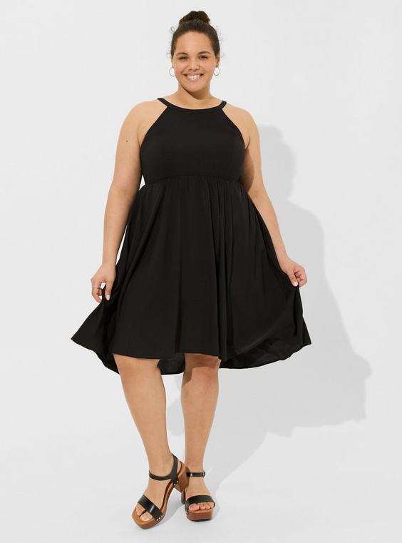 Mini Challis Halter Neck Hi-Low Dress Product Image