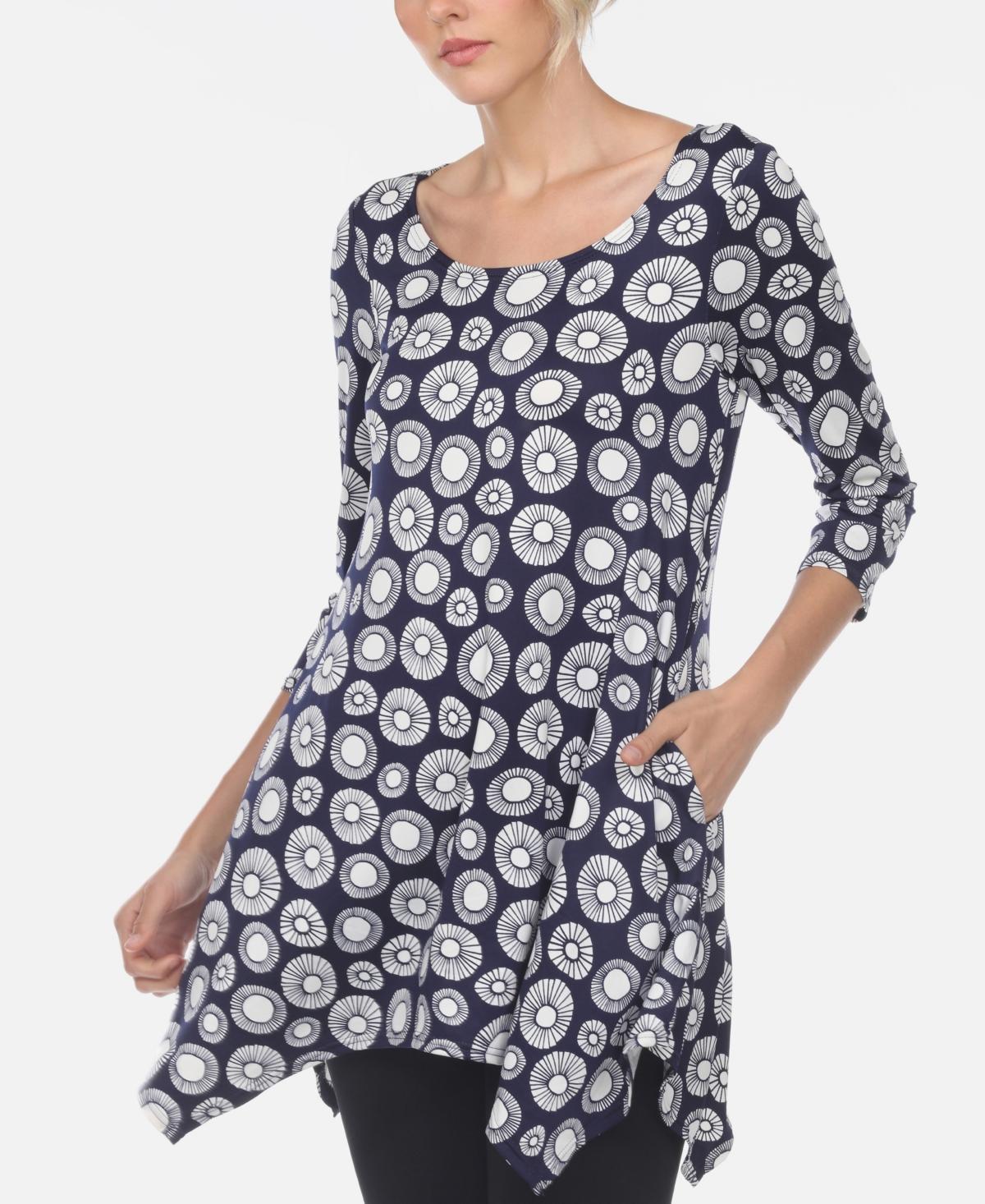 Womens White Mark Print Handkerchief Tunic Top Black Product Image