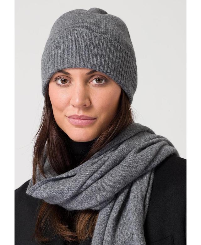 Style Republic 100% Pure Cashmere Womens Ribbed Cuff Beanie Product Image