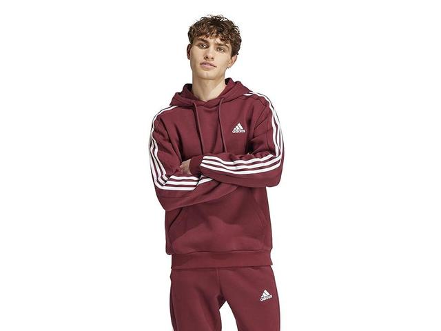 adidas Essentials Fleece 3-Stripes Hoodie (Shadow ) Men's Clothing Product Image