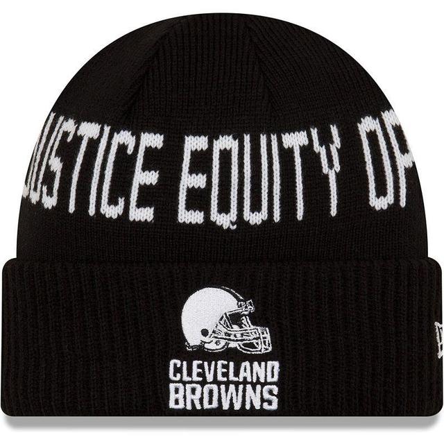 Mens New Era Black Cleveland Browns Team Social Justice Cuffed Knit Hat Product Image