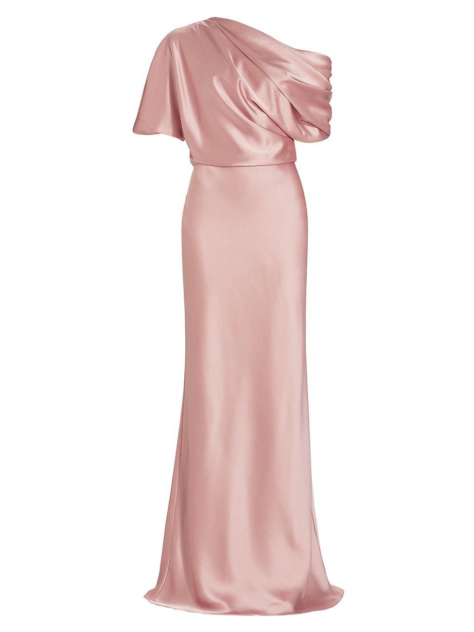 Womens Satin One-Shoulder Gown Product Image