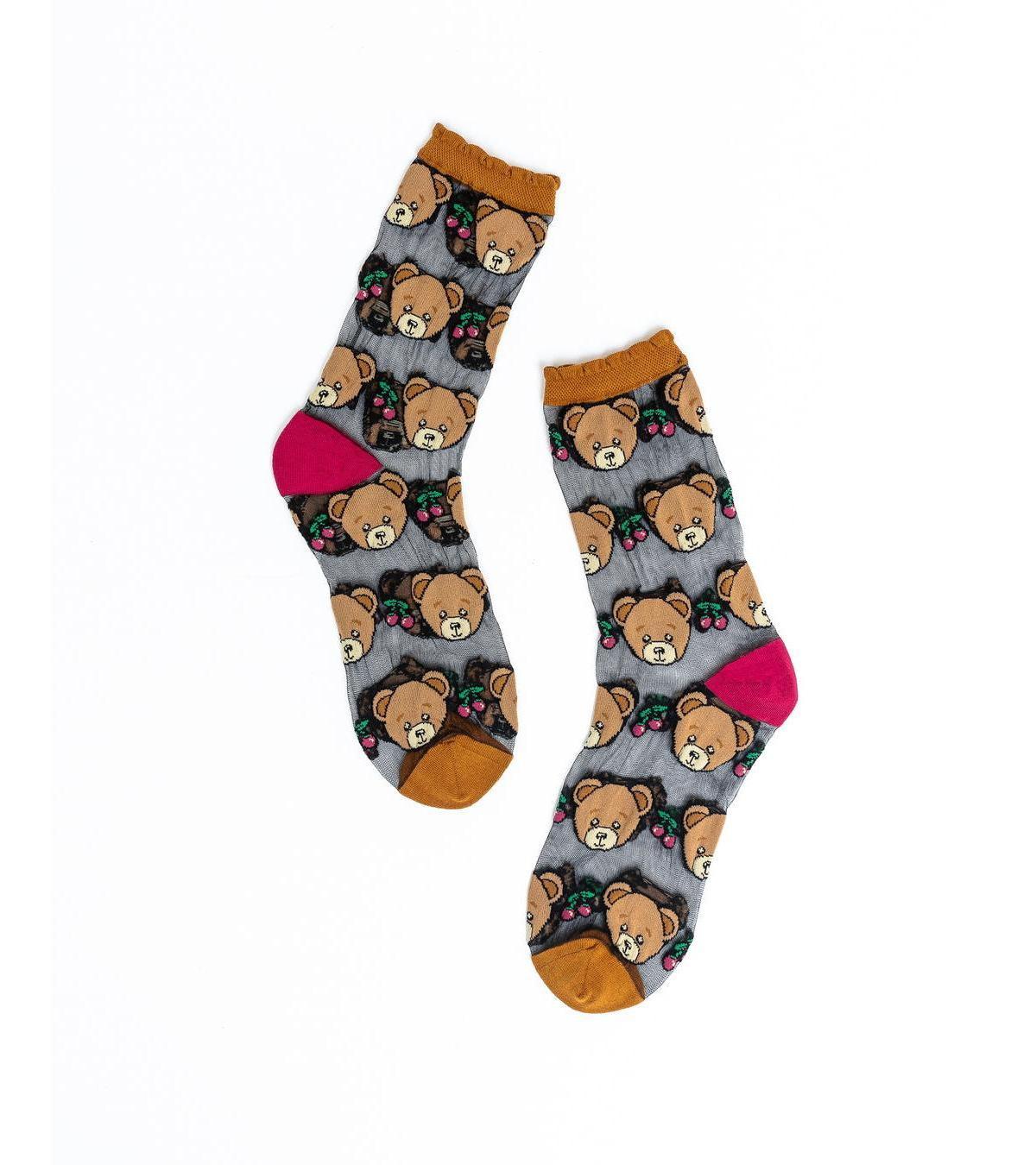 Sock Candy Womens Teddy Bear Ruffle Sheer Sock Product Image