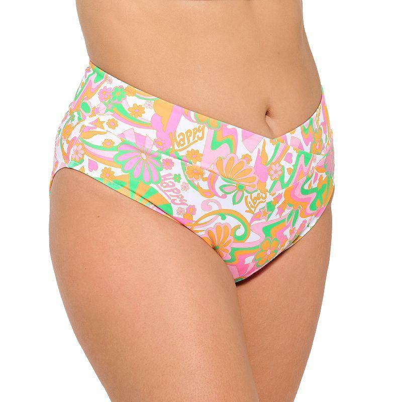 Juniors Plus Size Ninety-Nine High-Waist Cheeky Swim Bottoms, Womens Product Image