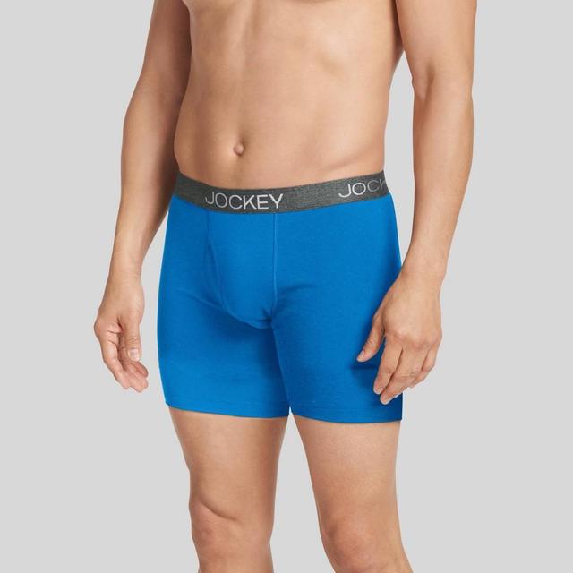 Jockey Generation Mens Stay New Cotton Boxer Briefs 3pk - Blue/Blue Heather/Magnolia Leaves Product Image