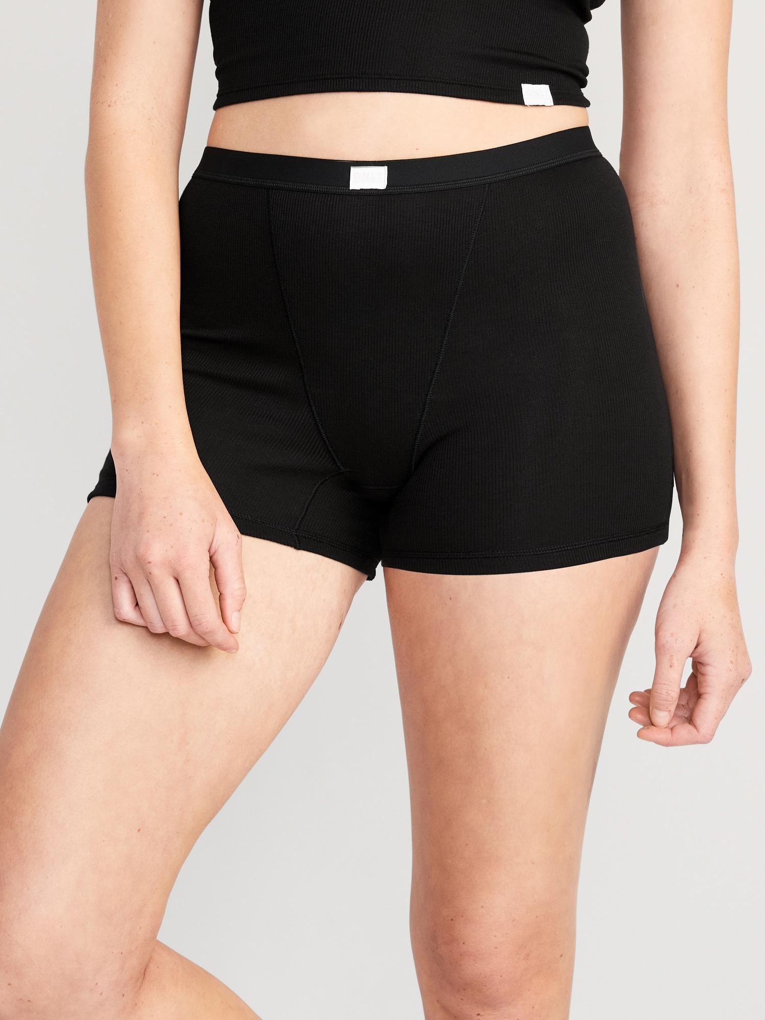 High-Waisted Rib-Knit Boyshort Boxer Briefs for Women -- 3-inch inseam Product Image