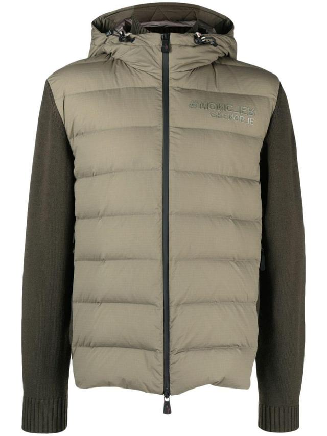 MONCLER Panelled Quilted Hooded Jacket In Green Product Image