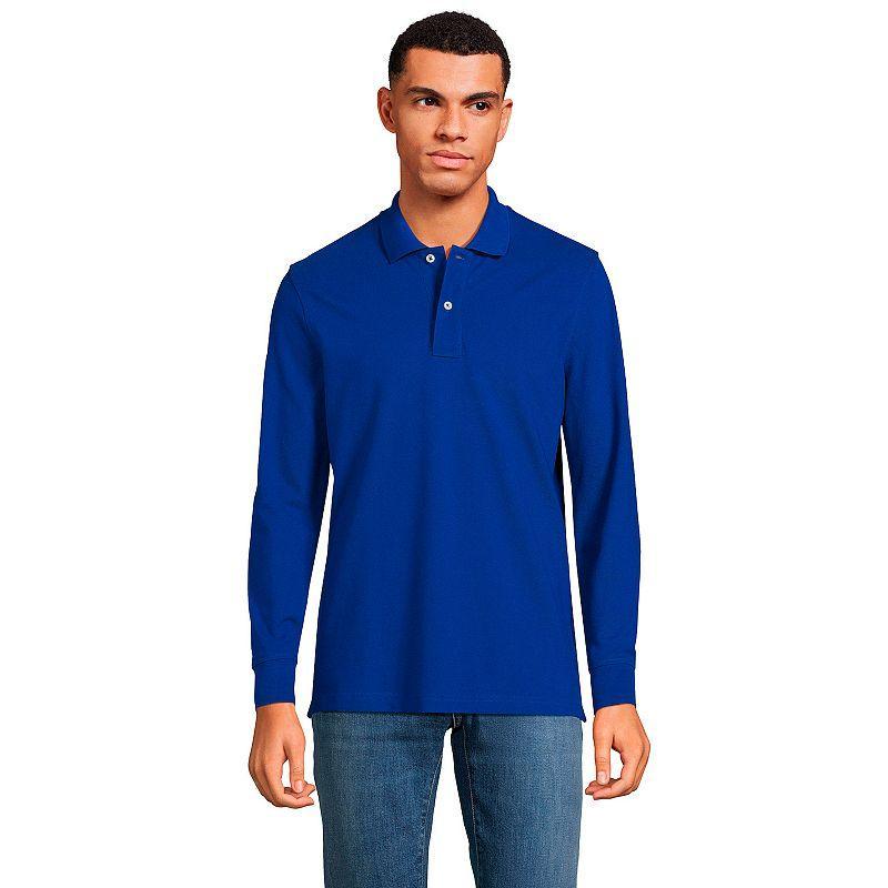 Lands End Mens Comfort First Long Sleeve Mesh Polo Product Image