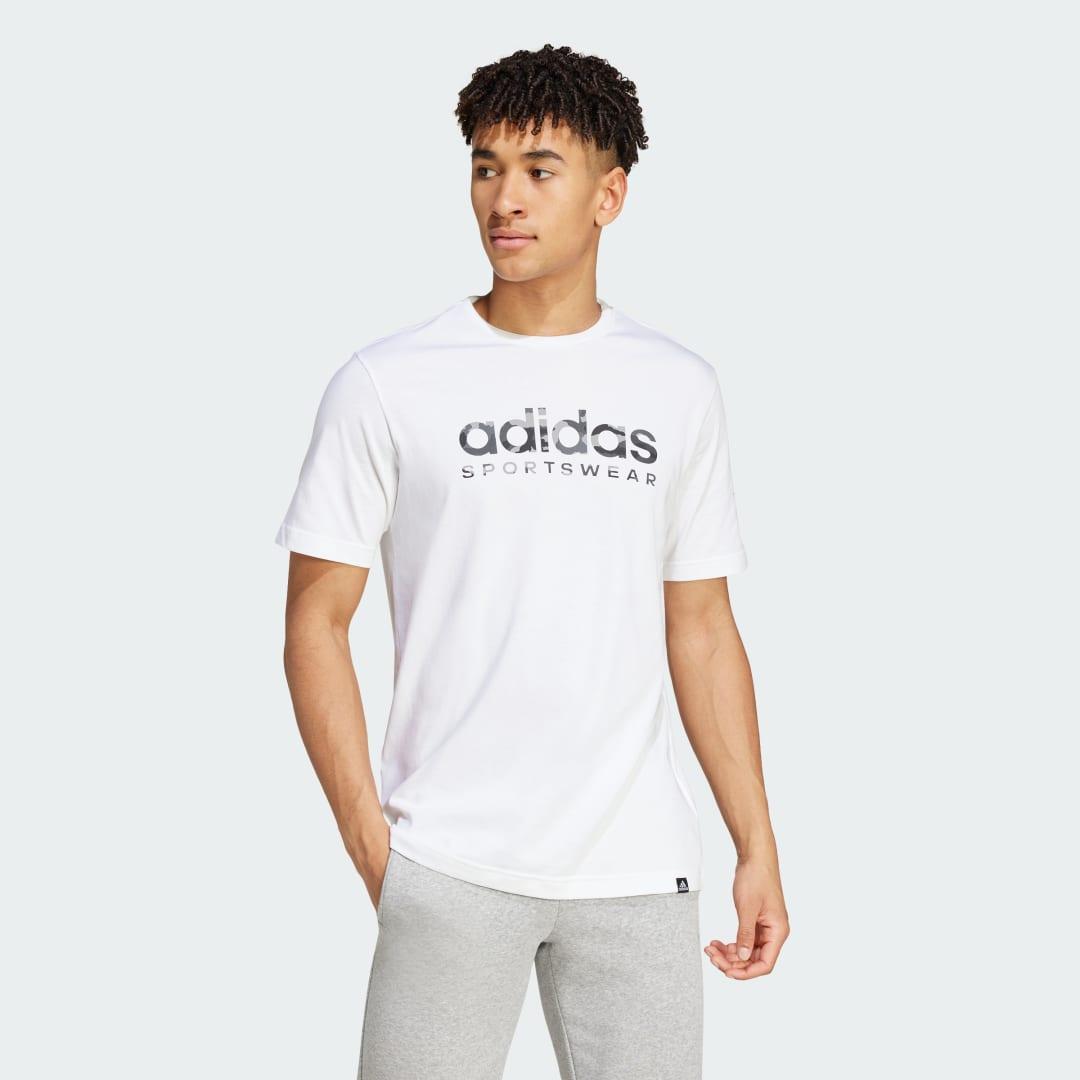 adidas Camo Linear Graphic Tee White M Mens Product Image