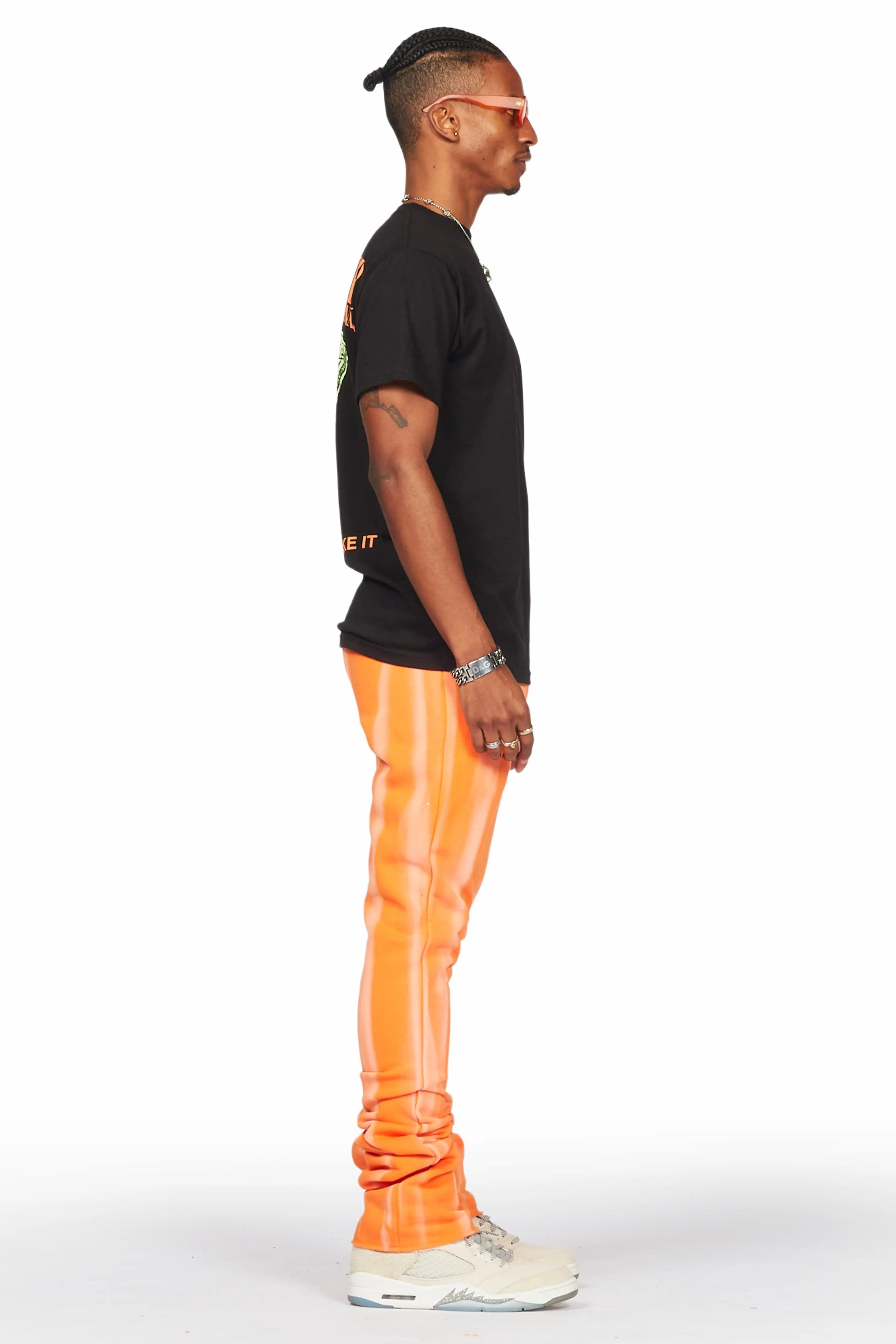 Firoz Orange Graphic Stacked Flare Pant Male Product Image