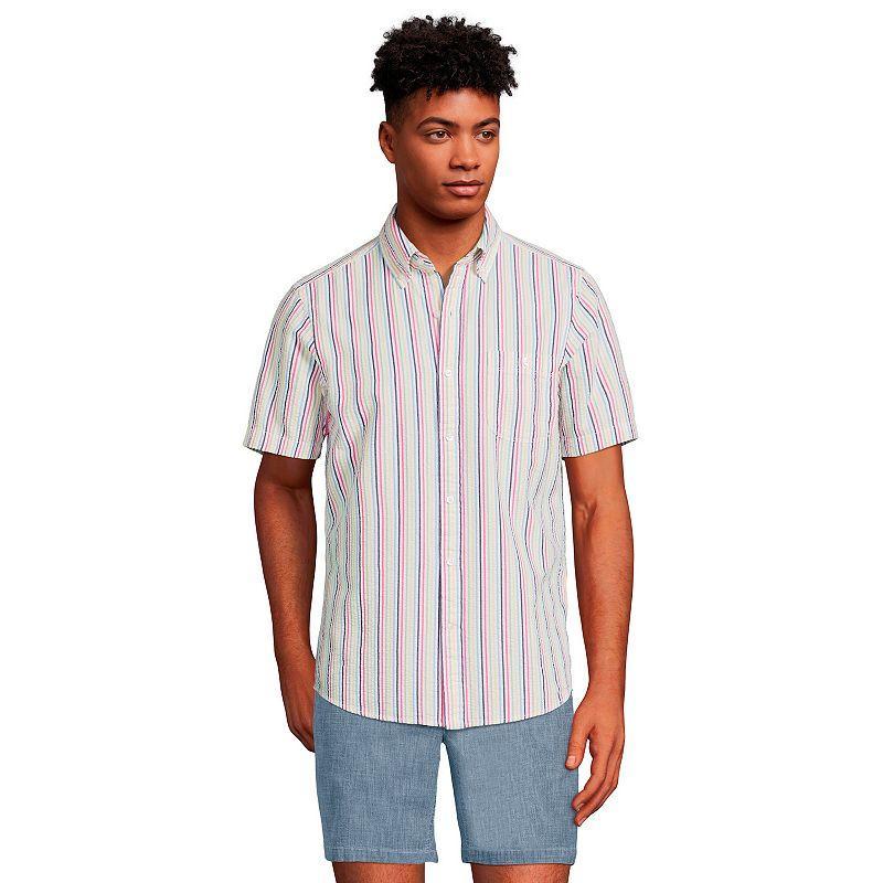 Mens Lands End Button-Down Seersucker Shirt Product Image