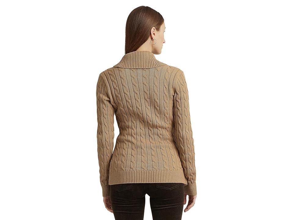 Lauren Ralph Lauren Petite Buckled Cotton Sweater (Classic Camel) Women's Clothing Product Image