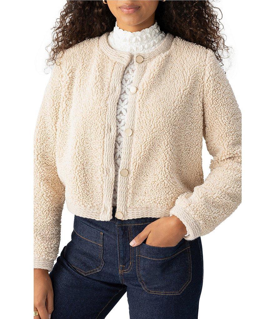 Sanctuary Cozy Sherpa Round Neck Long Sleeve Button Front Cardigan Product Image