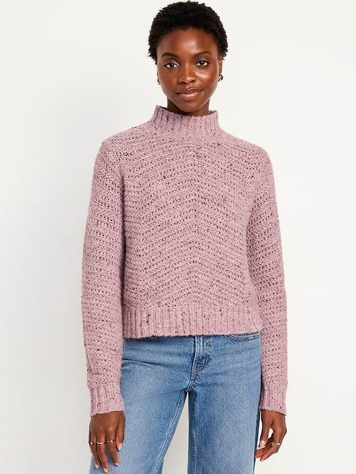 Mock-Neck Crop Sweater Product Image