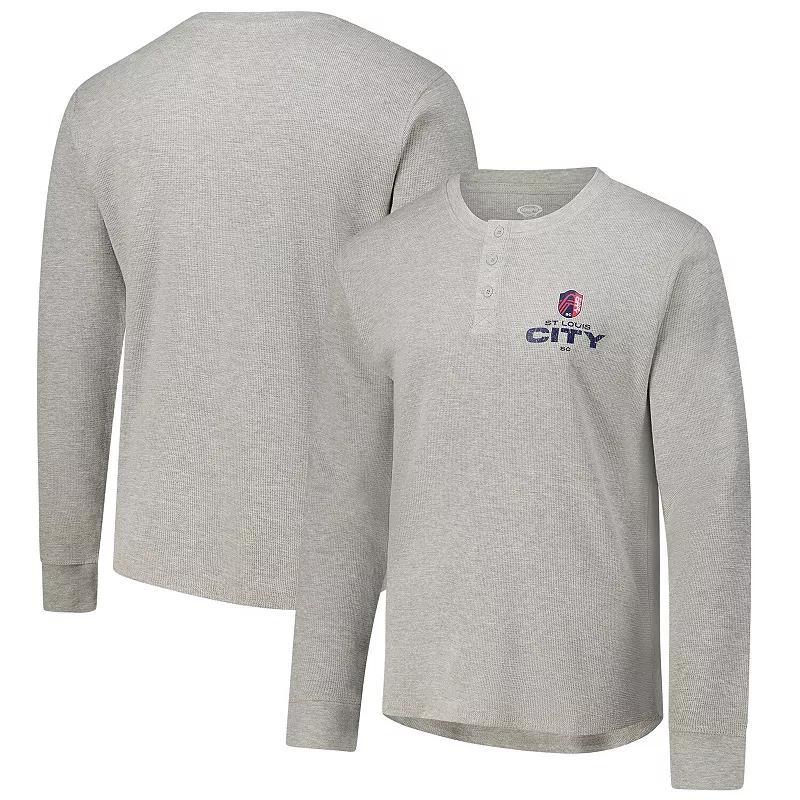 Mens Concepts Sport Gray St. Louis City SC Region Thermal Knit Henley Long Sleeve T-Shirt Product Image