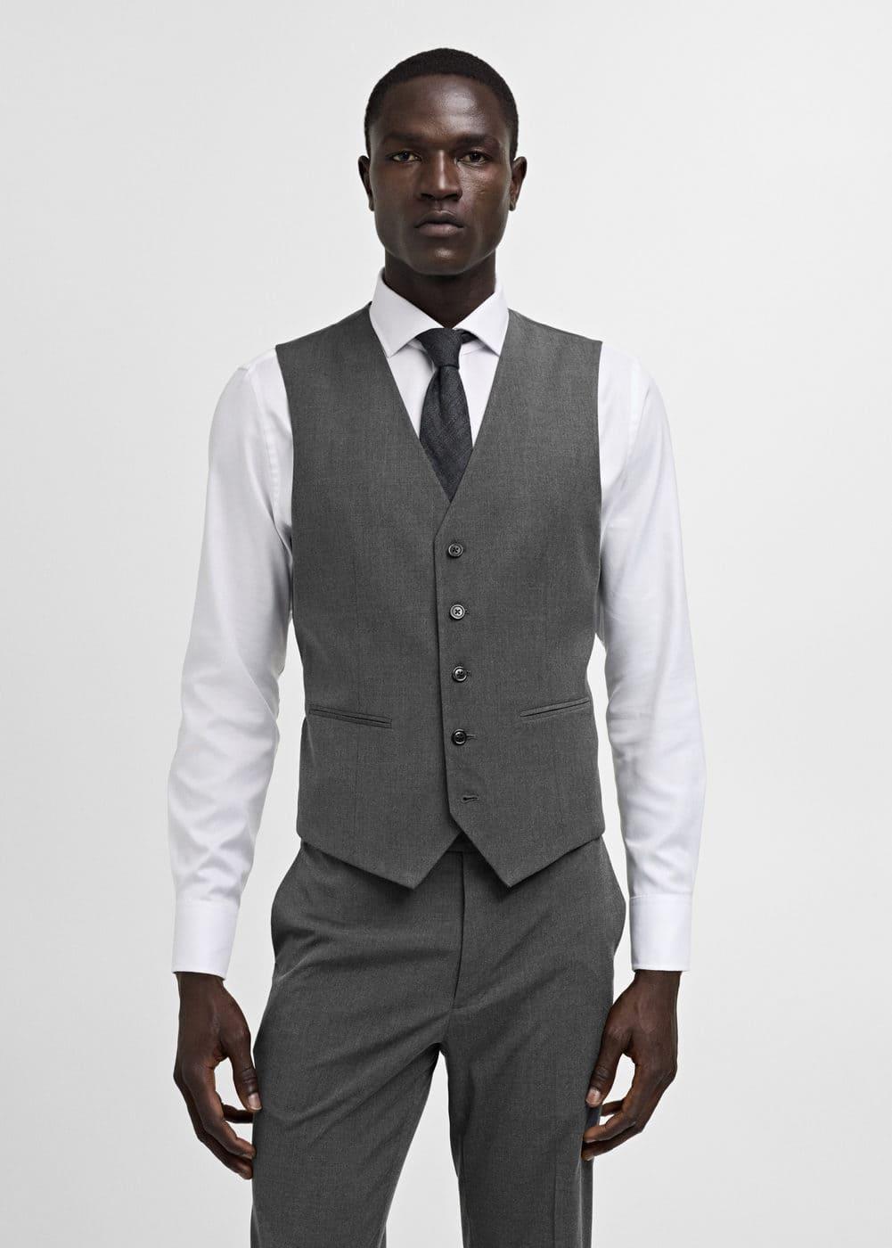 MANGO MAN - Super slim-fit stretch fabric suit vest greyMen Product Image