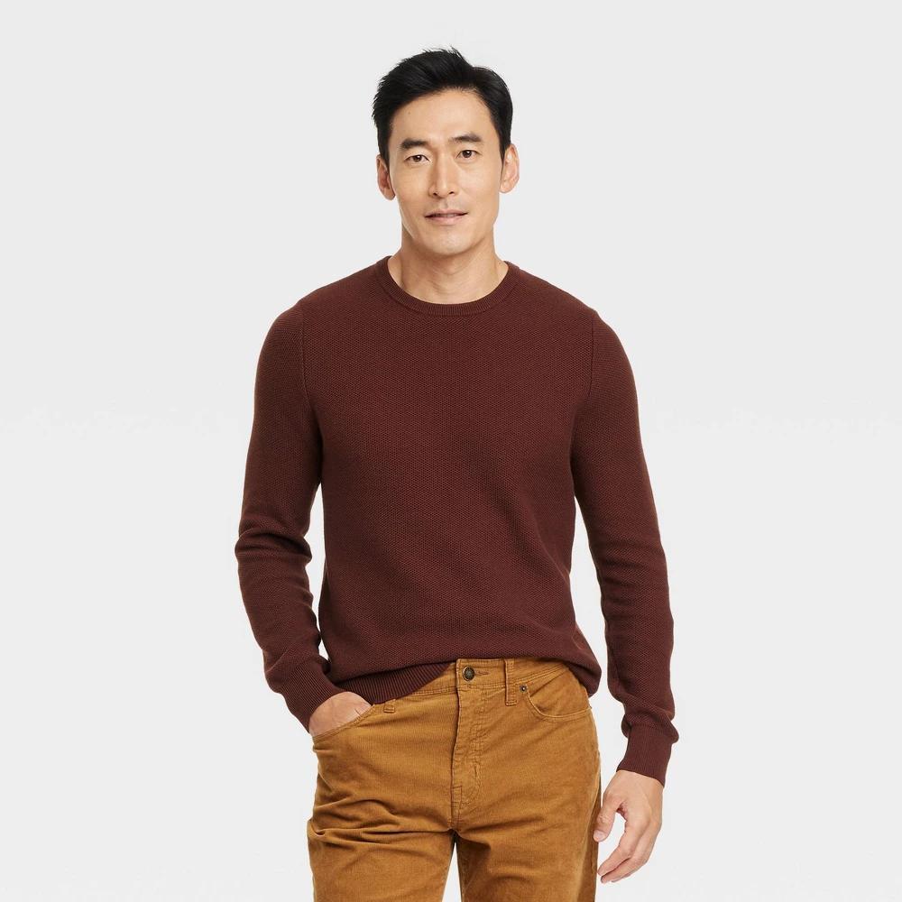 Mens Crewneck Pullover Sweater - Goodfellow & Co Brown Product Image