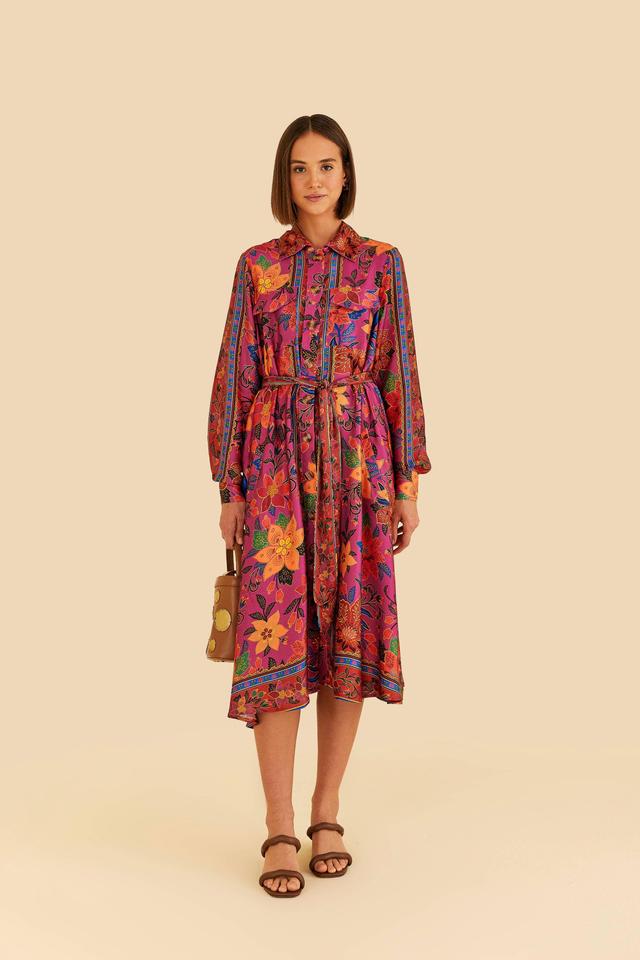 Pink Tropical Tapestry Lenzing™ Ecovero™ Viscose Shirtdress Product Image