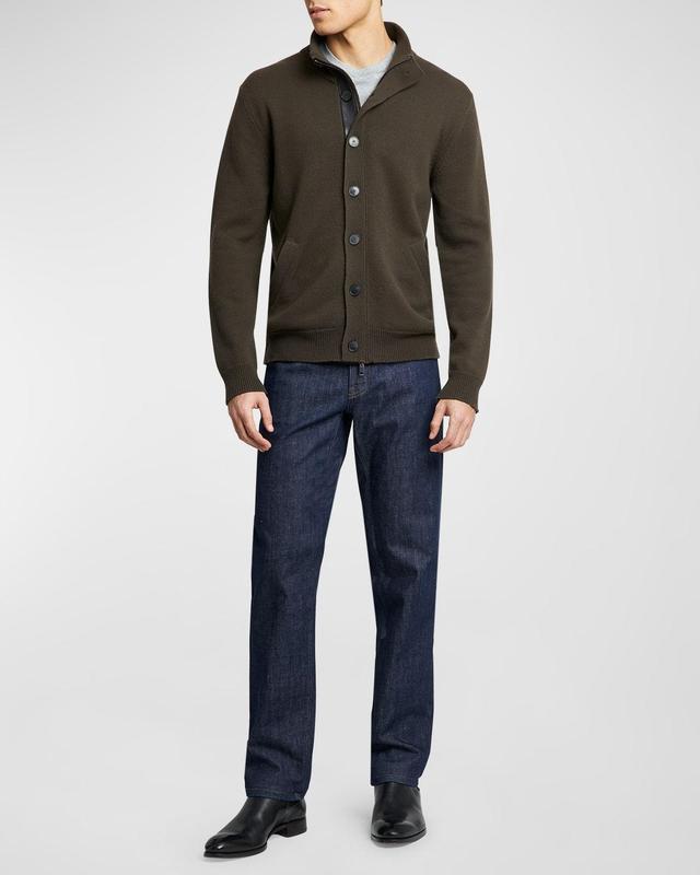 Brioni Men's Full-Zip Cashmere Cardigan Sweater - Size: 54 EU (44 US) - BLACK Product Image