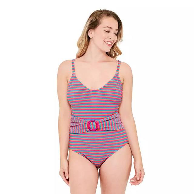 Womens Freshwater Belt Front Cami Halter One-Piece Swim Suit Product Image