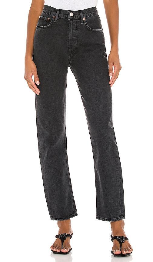 AGOLDE 90's Pinch Waist in Black Tea - Charcoal. Size 34 (also in 23, 32, 33). Product Image