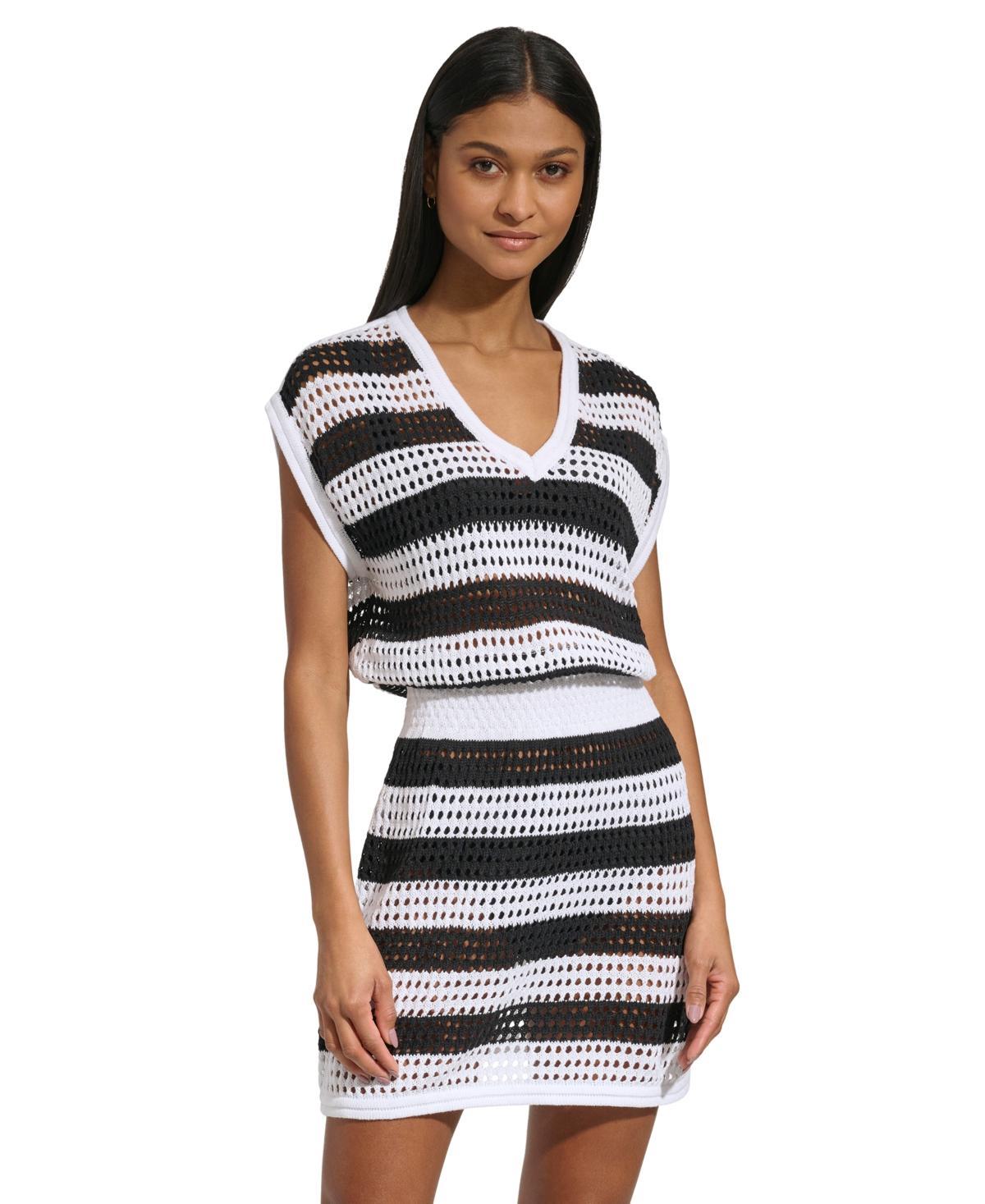 Dkny Womens Crochet Cotton Cover-Up Dress Product Image