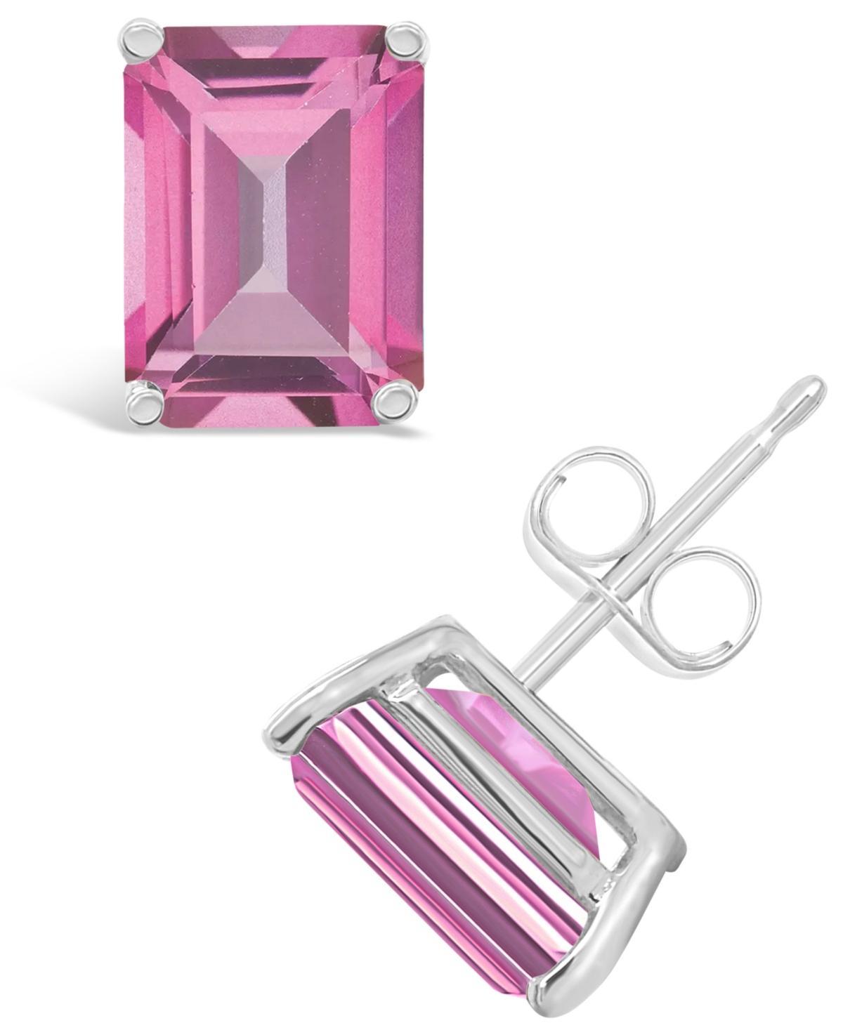 Celebration Gems 14k Gold Emerald Cut Pink Topaz Stud Earrings, Womens Product Image