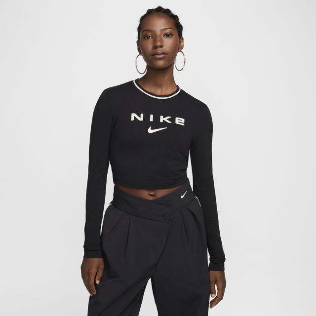 Womens Nike Sportswear Chill Knit Long-Sleeve Slim Crop T-Shirt Product Image