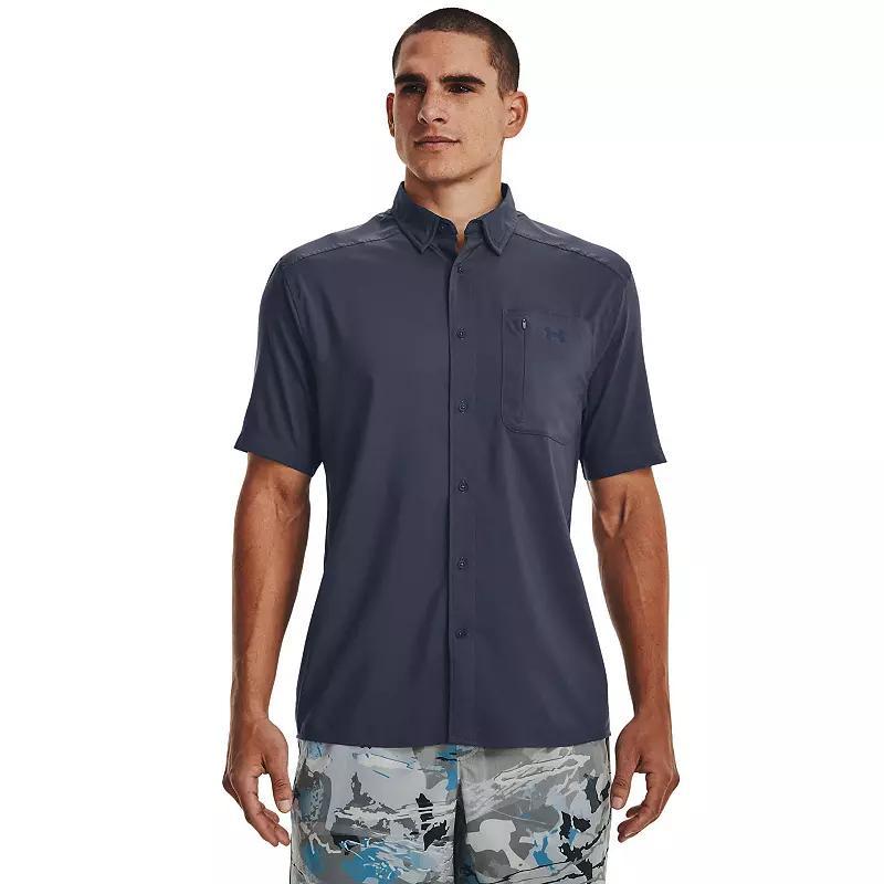 Mens Under Armour UPF 30 Drift Tide 2.0 Fitted Performance Short Sleeve Button-Down Shirt Product Image