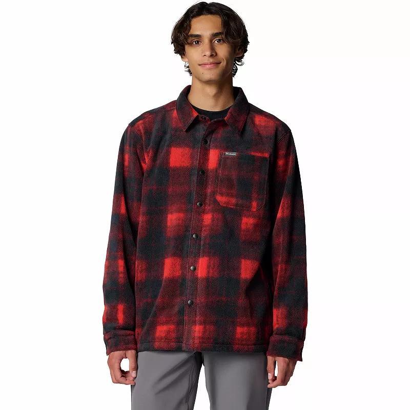 Mens Columbia Steens Mountain Plaid Shirt Jacket Blue Red Omblur Product Image