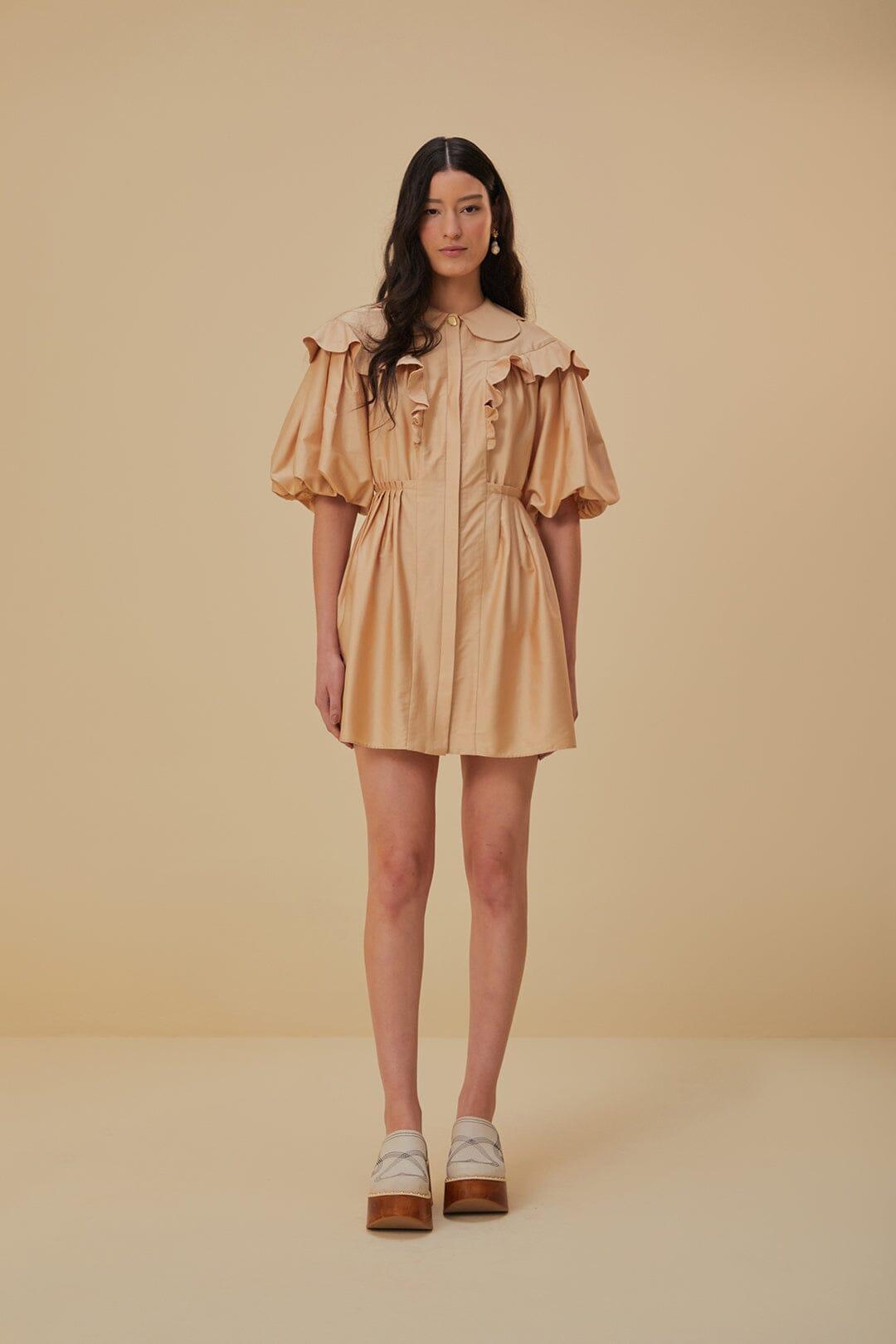 Beige Short Sleeve Mini Dress Product Image