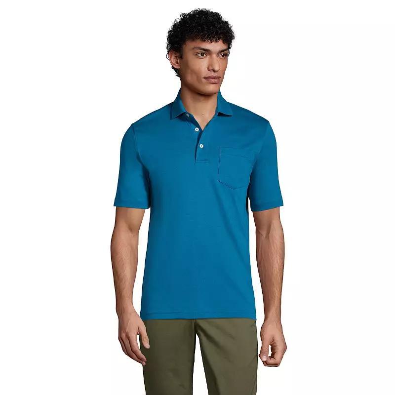 Mens Lands End Super Soft Supima Pocket Polo Green Product Image