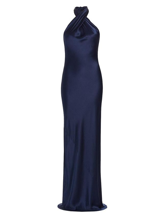 Womens Jade Silk Halterneck Maxi Dress Product Image