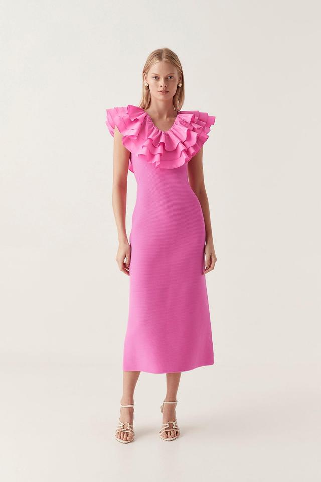 Transcendent Ruffle Midi Dress Female Product Image