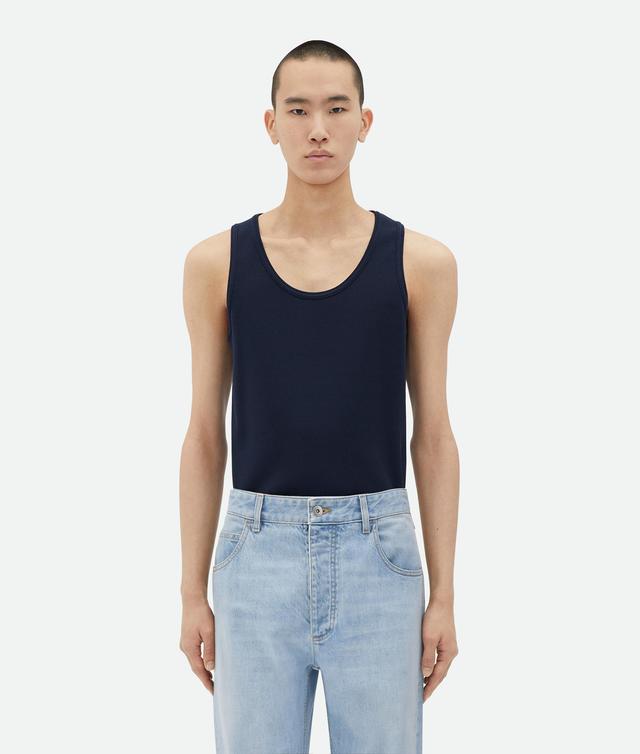 Men's Stretch Cotton Ribbed Tank Top in Abyss Product Image