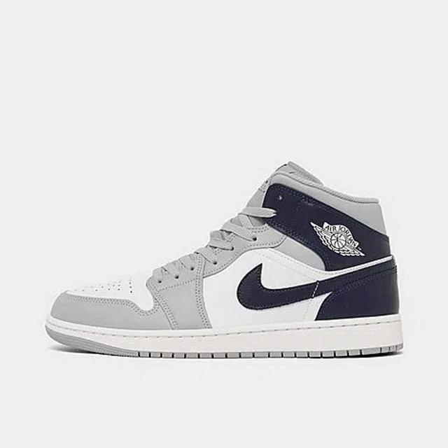 NIKE Men Air Jordan 1 Mid Basketball Shoe In White/midnight Navy-wolf Grey In White/wolf Grey/midnight Navy Product Image