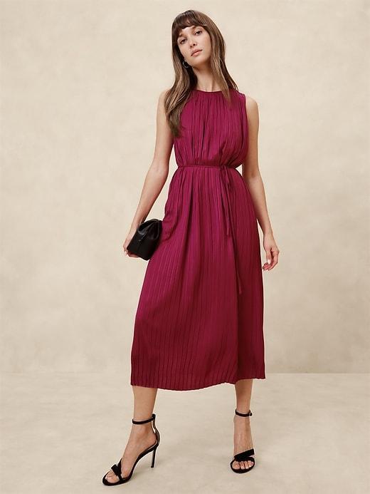 Crystal Pleated Midi Dress Product Image