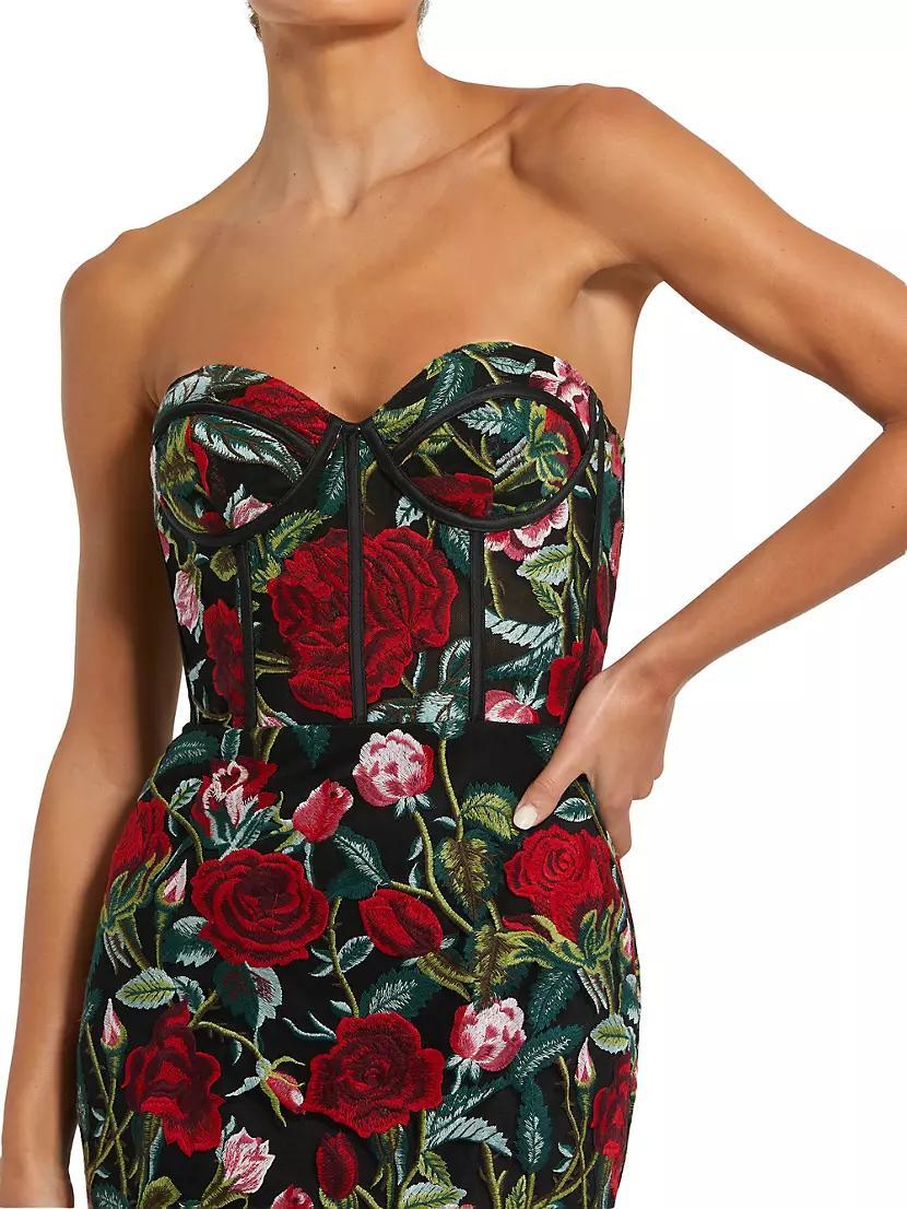 Floral Embroidered Bustier Column Gown Product Image