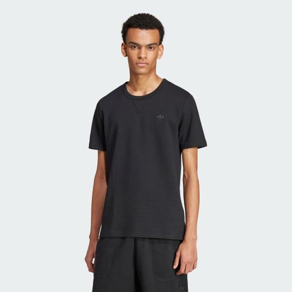 adidas Trefoil Essentials Waffle Tee Black XL Mens Product Image