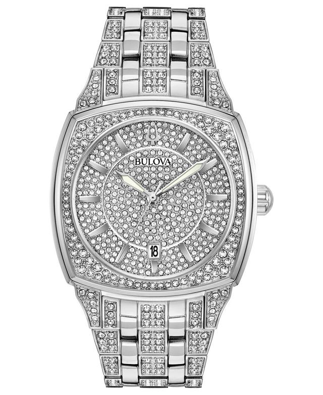 Bulova Mens Stainless Steel & Crystal-Accent Bracelet Watch 40mm Product Image