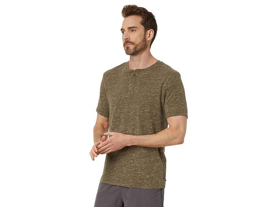 Lucky Brand Linen Short Sleeve Henley (Dark ) Men's Clothing Product Image