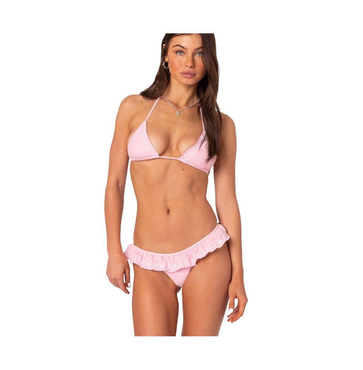 Edikted Womens Frilly Triangle Bikini Top Product Image