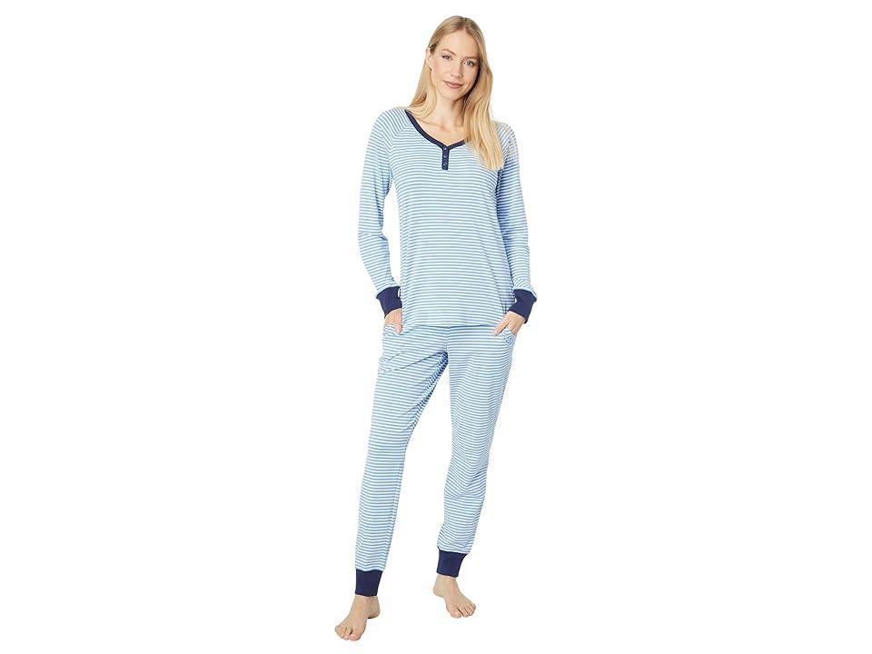 L.L.Bean Super Soft Shrink-Free Lounge Set Stripe (Arctic Stripe) Women's Pajama Sets Product Image